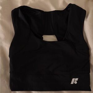 Black Sports Bra with Stylish Emblem